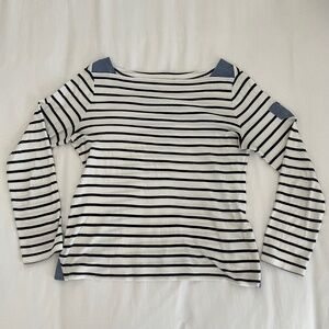Nautica - Womens L Striped Long-Sleeve Shirt with Chambray Accents